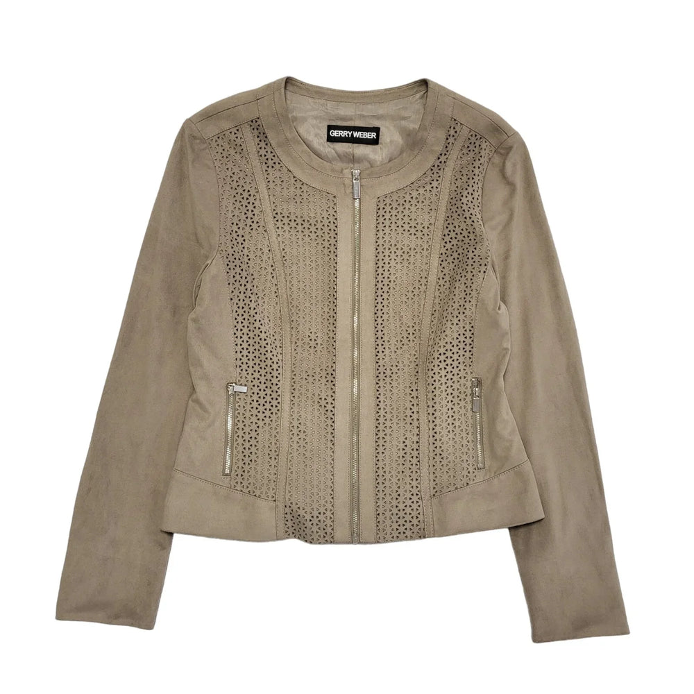 Gerry Weber Vintage Y2K Stone Faux Suede Jacket Uk Women's Size Small
