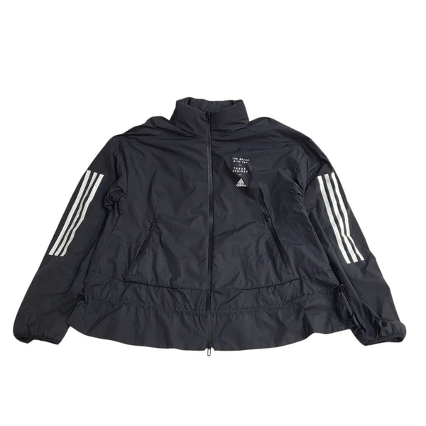 Adidas Windbreaker Jacket Black Y2k Hooded UK Women's Size M 10