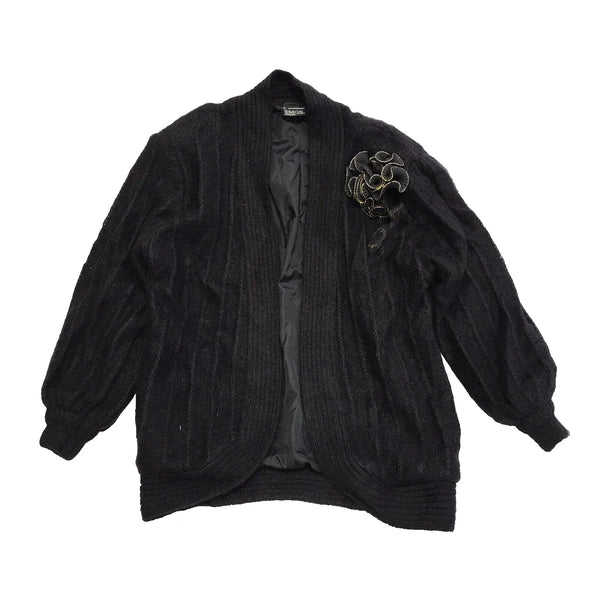 Vintage Emos Black Baggy Floral Cardigan Coat UK Women's 3XL 18 K277