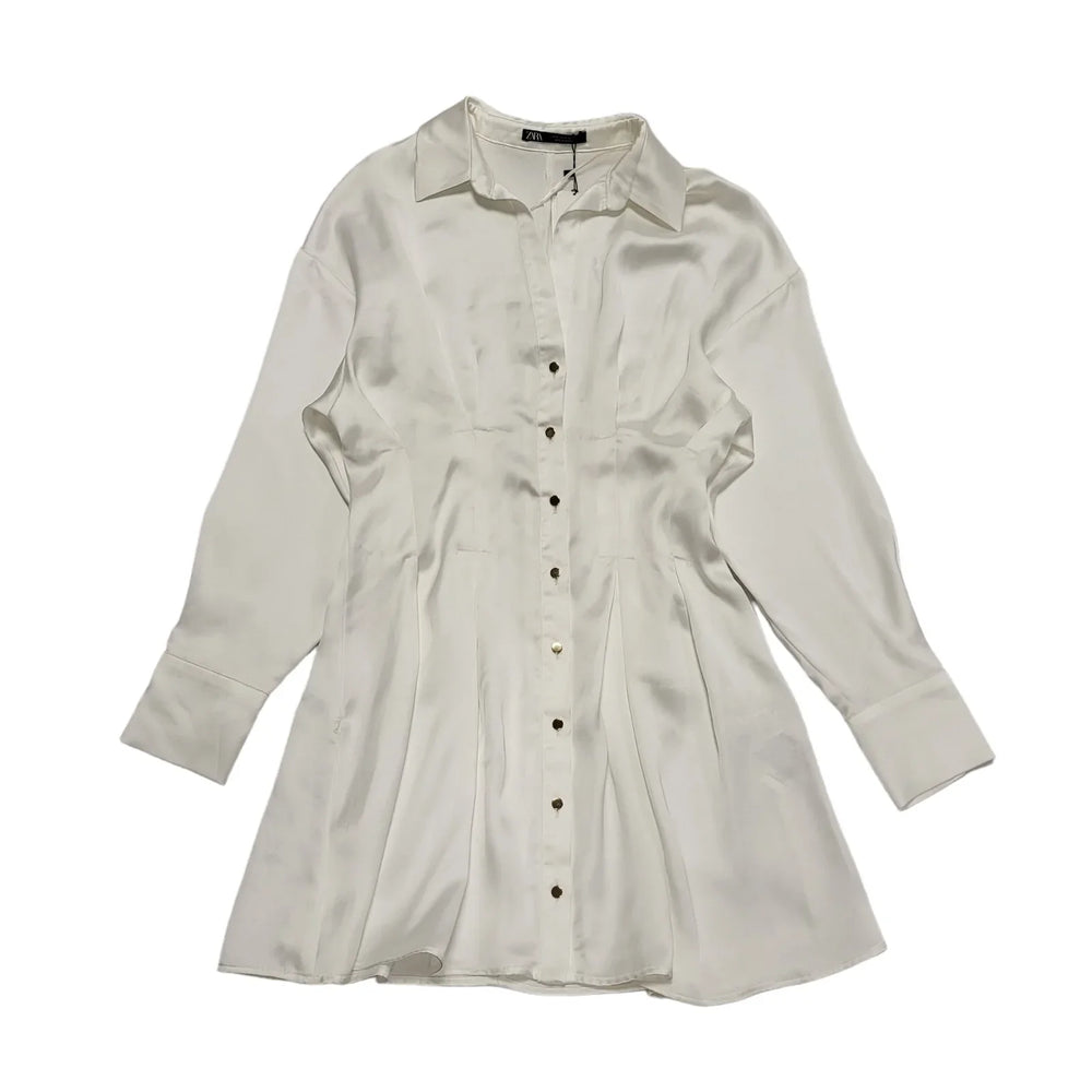 Zara White Long Sleeve Blouse Out Shell UK Women's Small Bnwt BB498