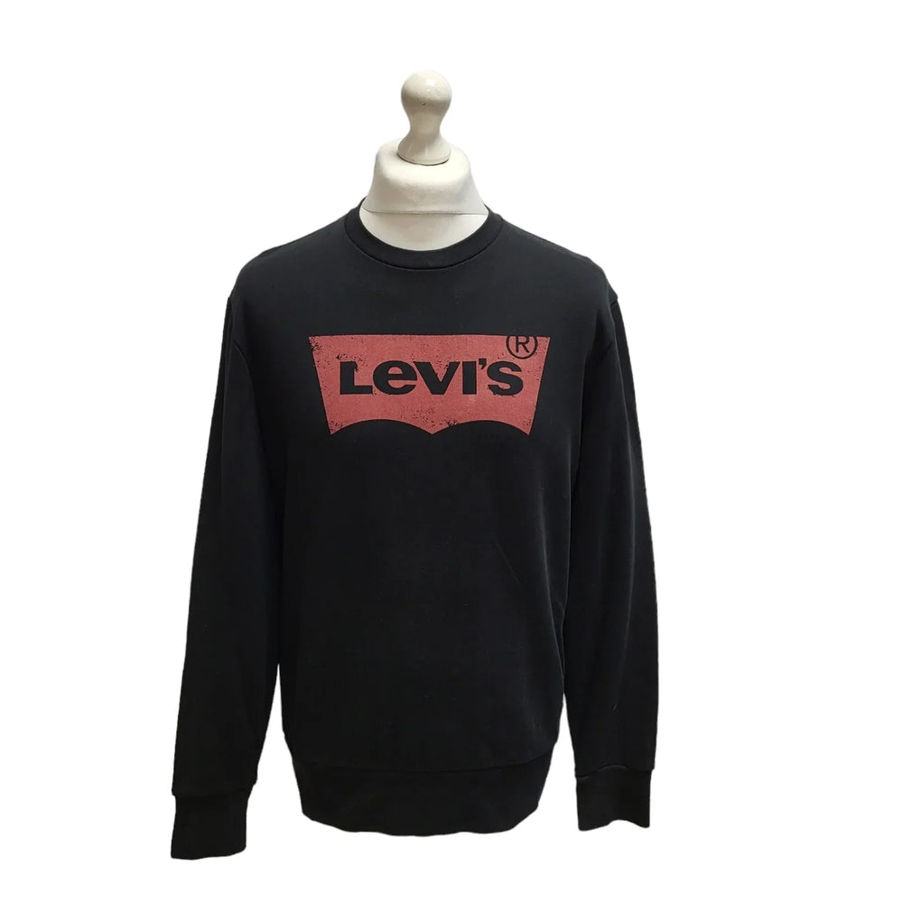 Levi's Sweatshirt Sports Black Long Sleeve Mens UK Size M BB588