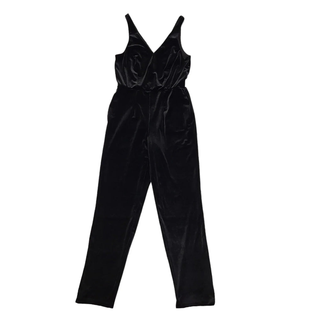 Red Herring Black Sleeveless Velvet Jumpsuit Uk Women's Size 8 CC144
