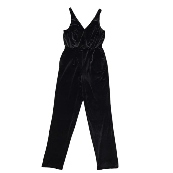 Red Herring Black Sleeveless Velvet Jumpsuit Uk Women's Size 8 CC144