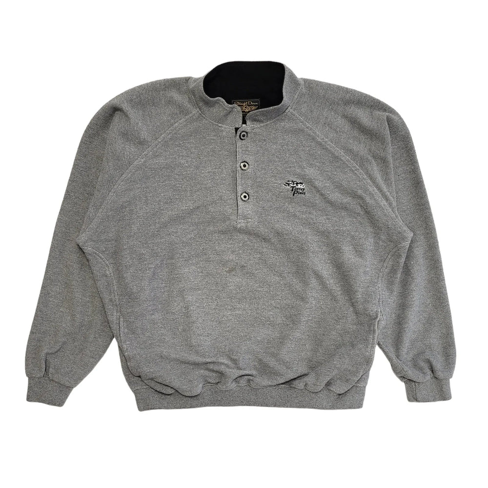 Straight Down Grey Vintage 80's 1/4 Button Sweatshirt Mens UK Size XXL