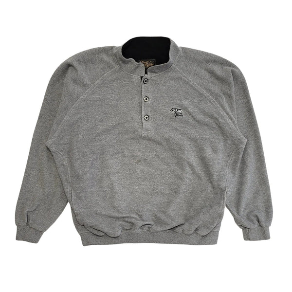 Straight Down Grey Vintage 80's 1/4 Button Sweatshirt Mens UK Size XXL