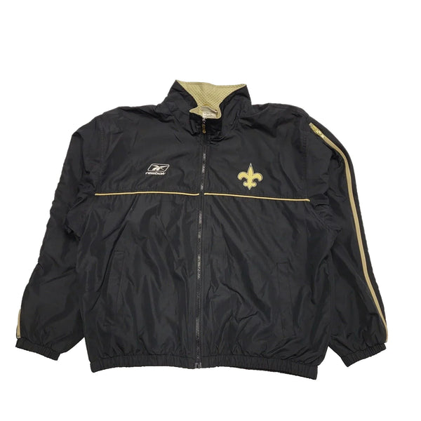 Vintage 80s Reebok Black Fleur De Lis NFL Louisiana Jacket UK Men's XL K663