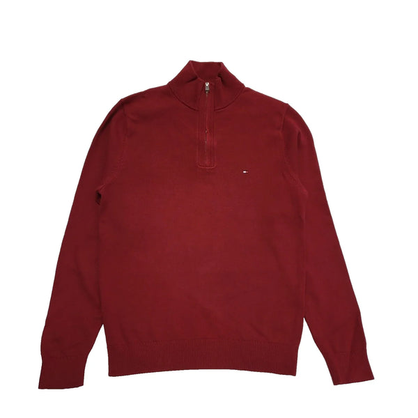 Tommy Hilfiger Burgundy 1/4 Zip Neck Casual Jumper Men's UK S EU 46 K363