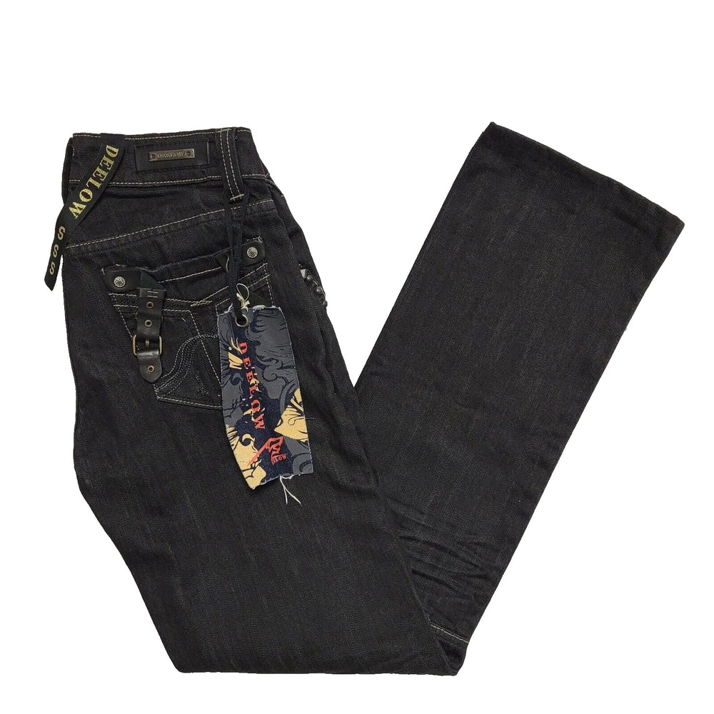 Deelow Black Straight Leg Denim Jeans uk Women's 8 S W26 L32 H769