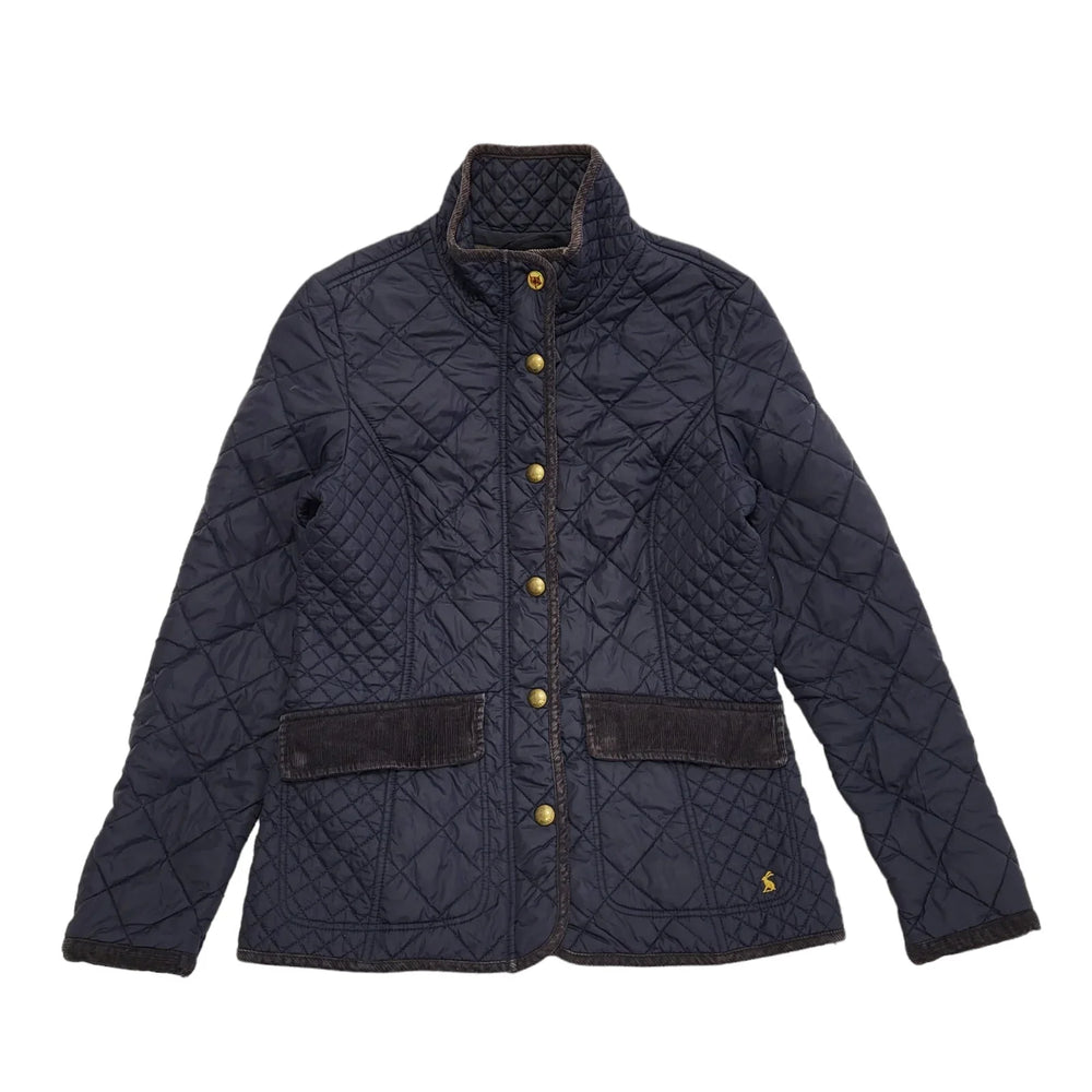 Joules Navy Blue Zip & Snap Quilted Jacket Uk Women's Size 12 DD48