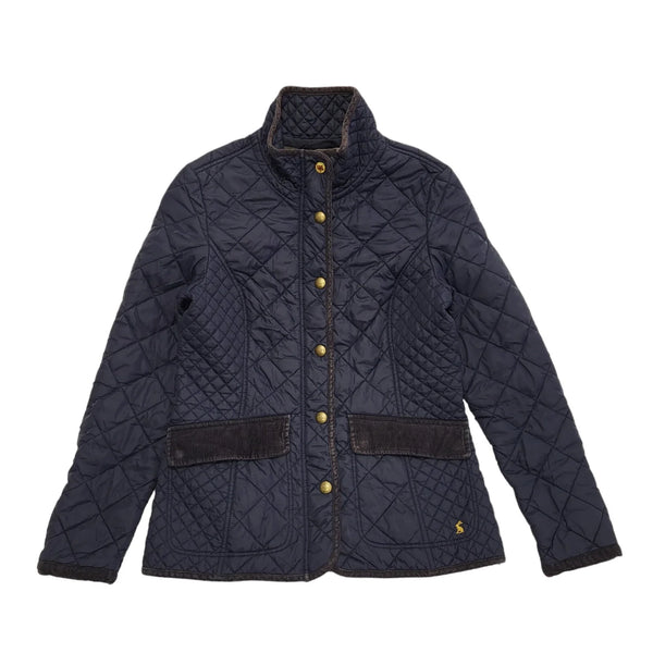 Joules Navy Blue Zip & Snap Quilted Jacket Uk Women's Size 12 DD48