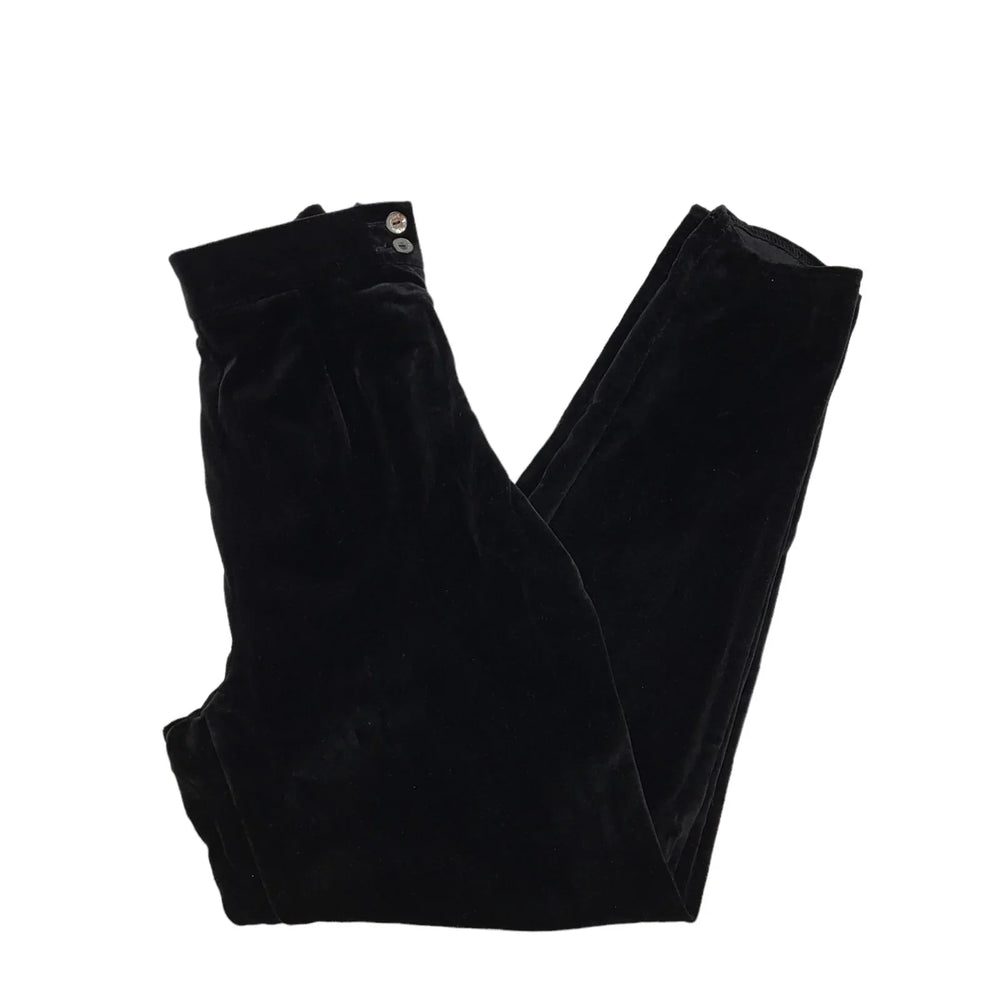 Principles Black Velvet Tapered Trousers Uk Women's 10 W22 L28 Bnwt K580