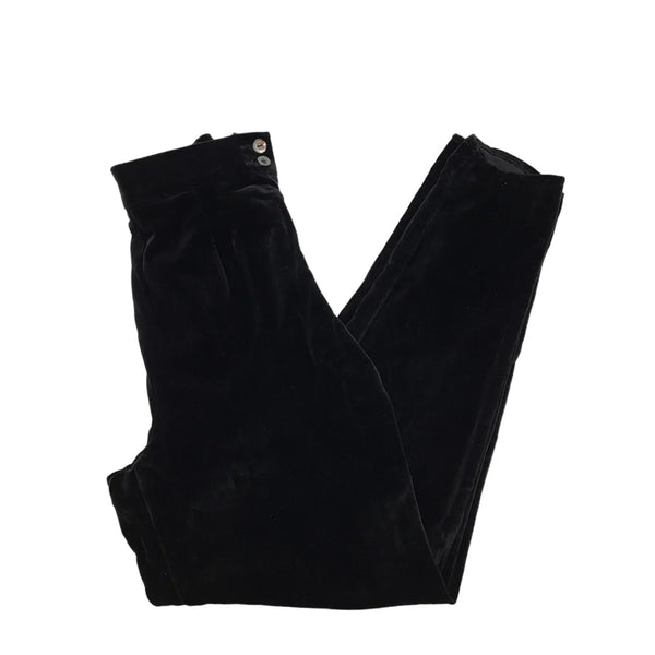 Principles Black Velvet Tapered Trousers Uk Women's 10 W22 L28 Bnwt K580