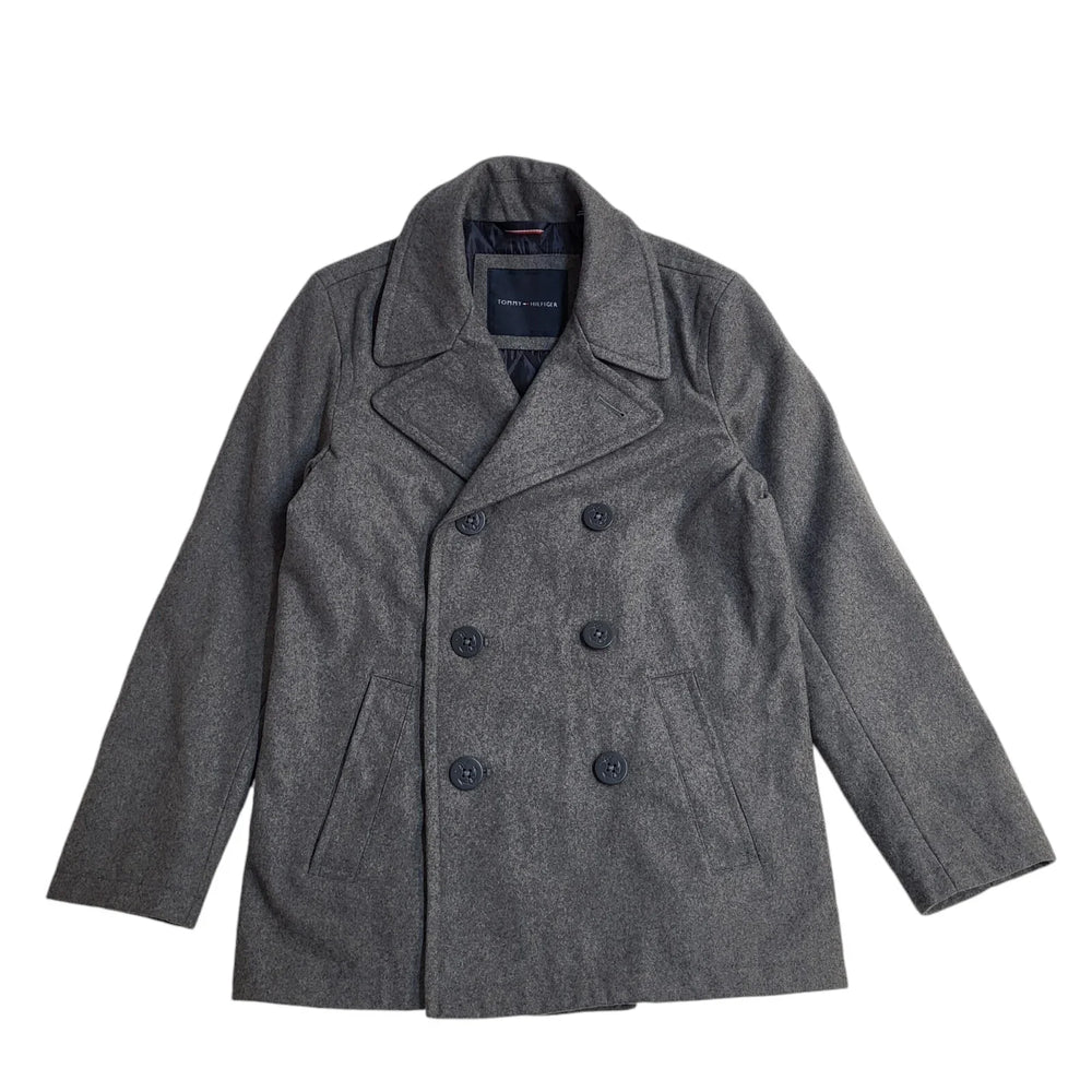 Tommy Hilfiger Grey Double Breasted Coat UK Men's Size Small EE925