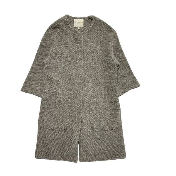 Clements Ribeiro Grey Snap Wool Blend Coat Uk Women's Size L DD241