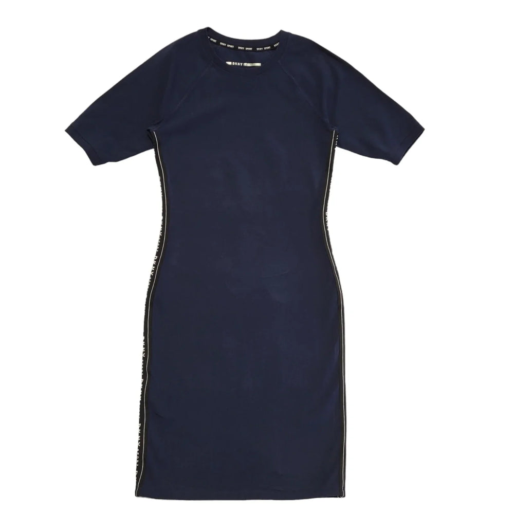DKNY Sports Navy Blue Short Sleeve Bodycon Dress Uk Women's Size Small DD844
