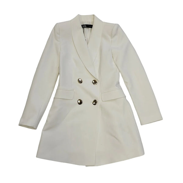 Zara White Button Front Dress Jacket Uk Women's Size XS BNWT DD547