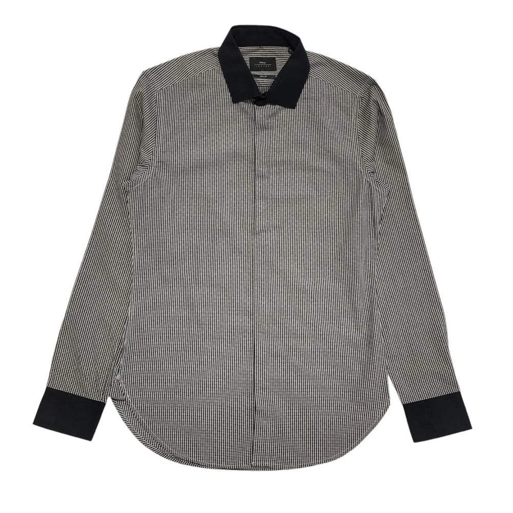 Moss London Black & White Checked Long Sleeve Shirt Mens UK S DD162