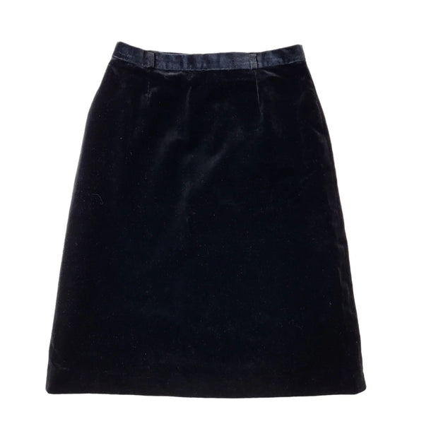Canda C&A 90s Vintage Black Zipped Velvet Skirt Women's Size 16 W34
