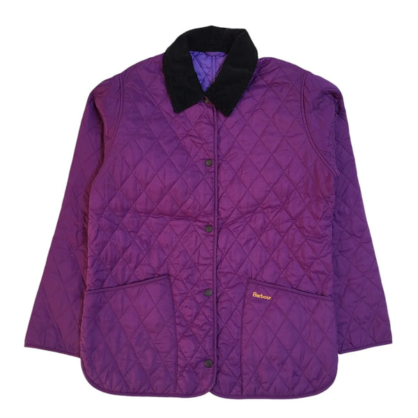 Barbour Shaped Liddlesdale Purple Fasten Quilted Jacket Uk Women's Size 12 EE293