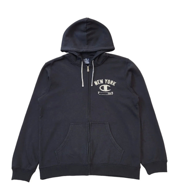 Champion Black New York Zip Drawstring Sports Sweatshirt Hoodie Men's uk L G916