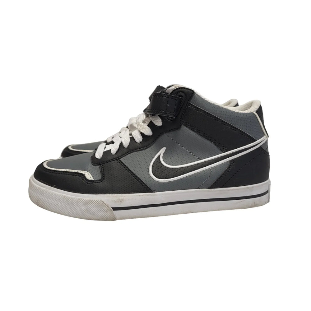 Nike Black Grey Mid Top Leather Casual Trainers Uk Kid's Size 5.5