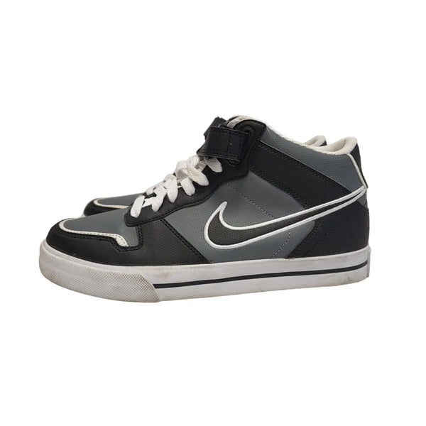 Nike Black Grey Mid Top Leather Casual Trainers Uk Kid's Size 5.5