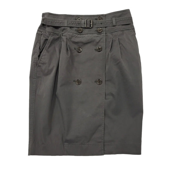 Burberry Grey Belted Button Up Skirt Knee Length Grey Womens UK Size 8 BB420