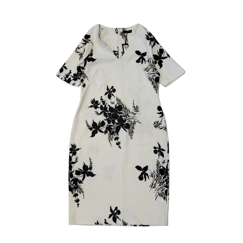Autograph White Black Short Sleeve Formal Dress Uk Women's Size 14 Bnwt EE96