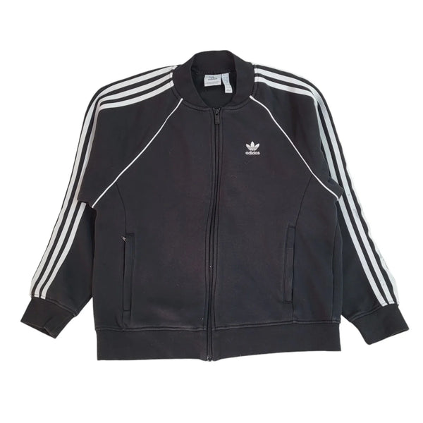 Adidas Black White Trim Zipped Tracksuit Top Jacket Women's UK S 8-10 EE589