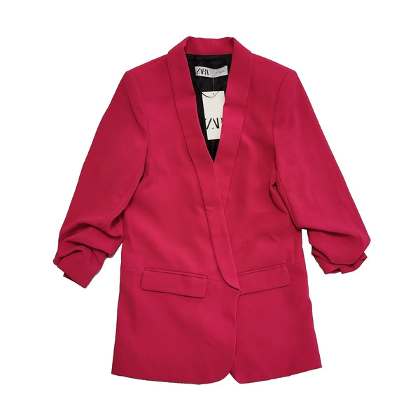 Zara Pink Open Front Jacket Collared UK Women's Size Small Bnwt L597
