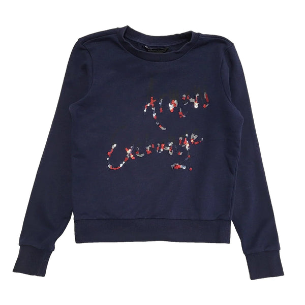 Armani Exchange Blue Round Neck Casual Sweatshirt Uk Women's S L571