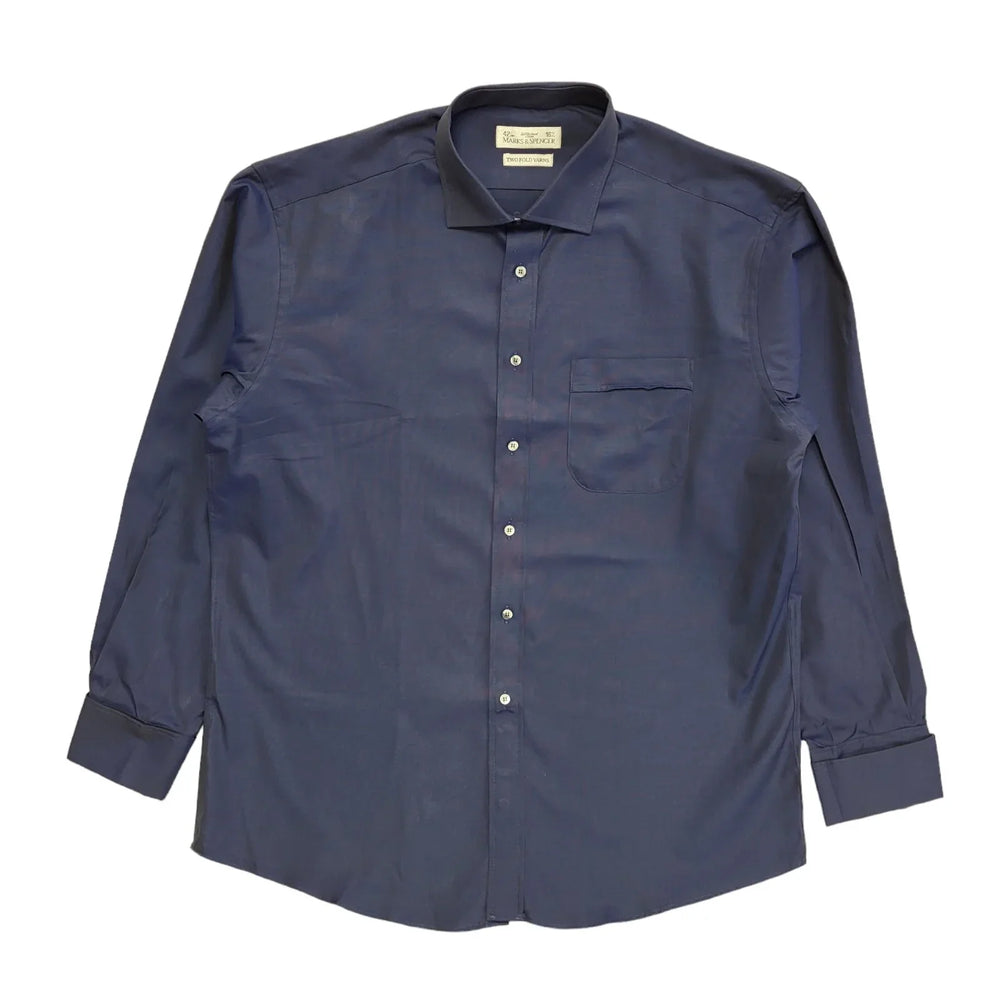 Marks & Spencer Vintage Y2K Dark Blue Long Sleeve Shirt Uk Men's Size XL