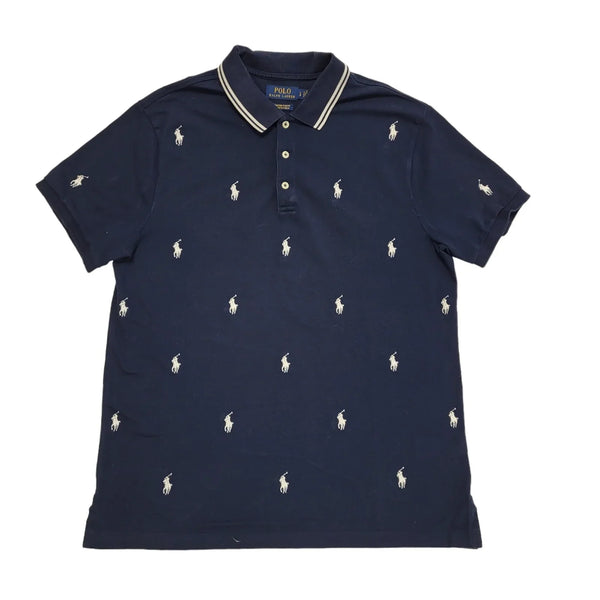 Polo Ralph Lauren Vintage 90's Blue Short Sleeve Polo Shirt Mens Size L