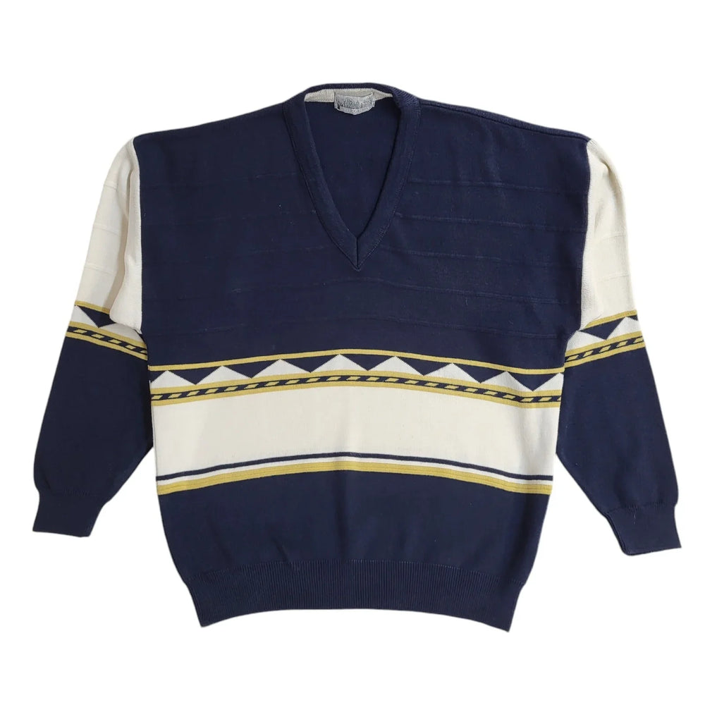 Peter Gribby Vintage 90's Blue & White Jumper UK Men's Size Large