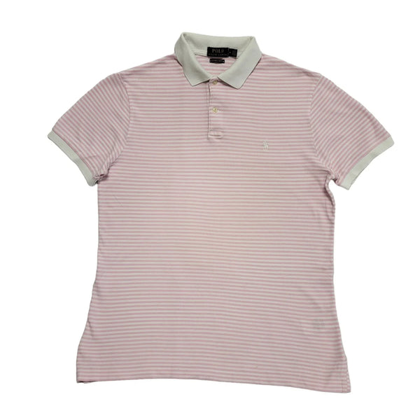 Polo Ralph Lauren White Pink Short Sleeve Polo Top Women's UK M 10 H471