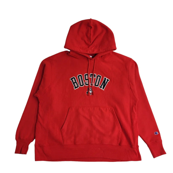 Champion Hoodie Red Boston Pullover Drawstring UK Men's Size XL FF82