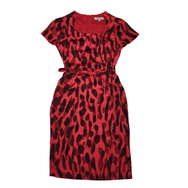 L.K.Bennett Pink Animal Print S/Sleeve Silk Belted Dress Women's UK 10 G811