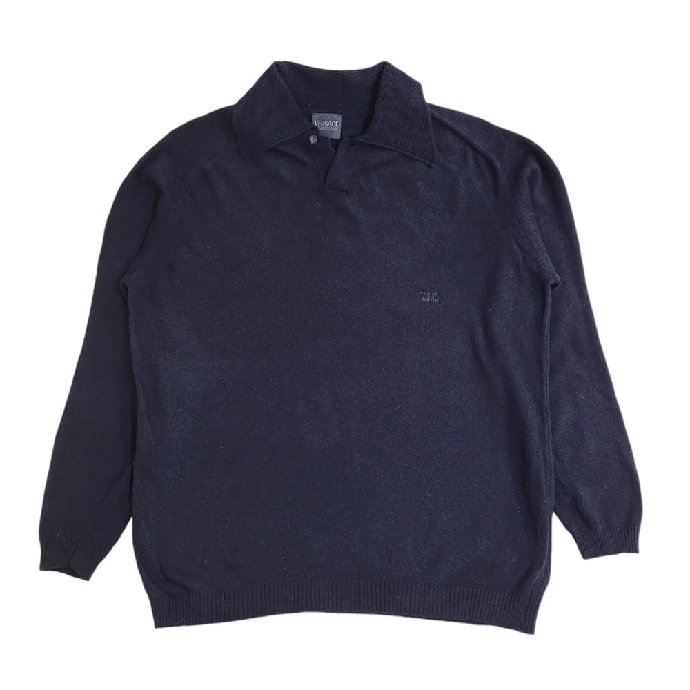 Versace Vintage 90's Navy Blue Wool Jumper UK Men's Size Small