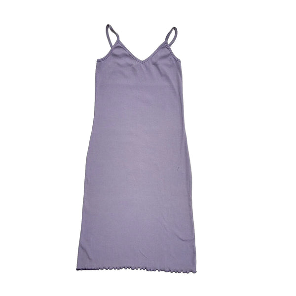 Joie De Vivre Vintage 90's Lilac Body Con Midi Lettuce Hem Dress Womens UK 14