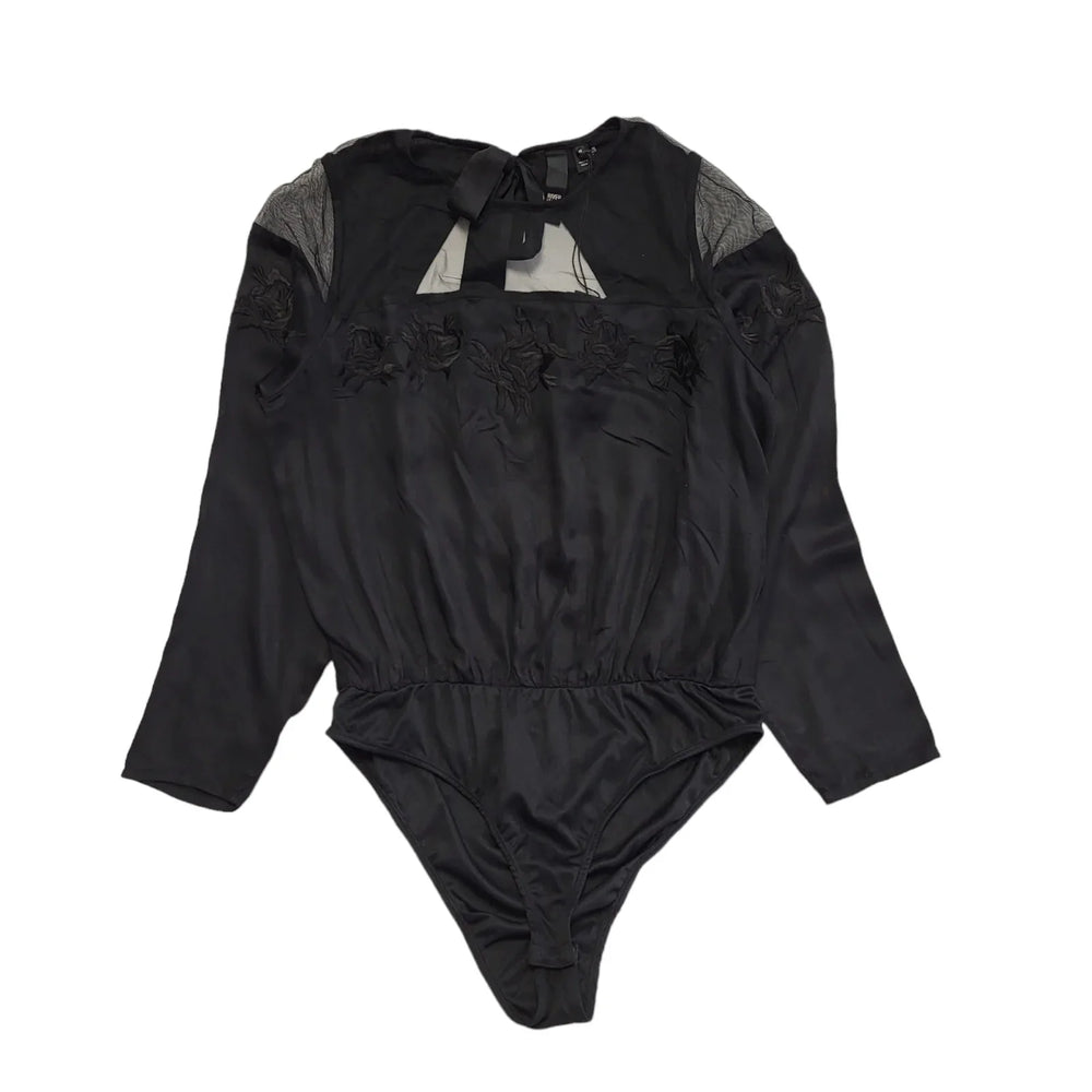 River Island Black Winter Ethnic Bodysuit Top Uk Women's Size 16 Bnwt DD889
