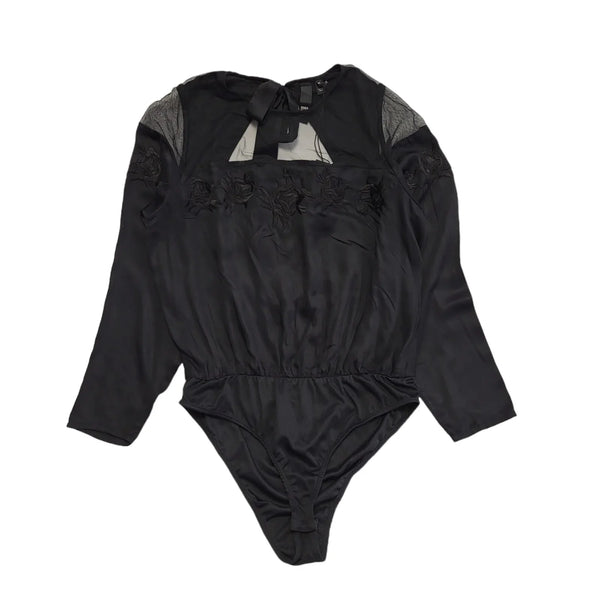 River Island Black Winter Ethnic Bodysuit Top Uk Women's Size 16 Bnwt DD889