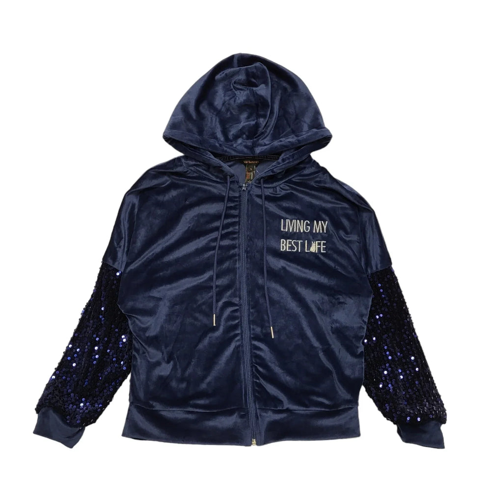 Ann Summers Navy Blue Velvet Hoodie Uk Women's Size Small CC240