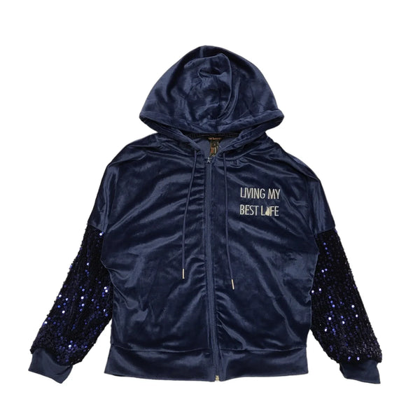 Ann Summers Navy Blue Velvet Hoodie Uk Women's Size Small CC240