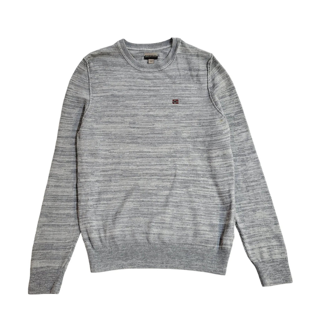 Napapijri Grey Round Neck Long Sleeve Jumper UK Men's S EE629