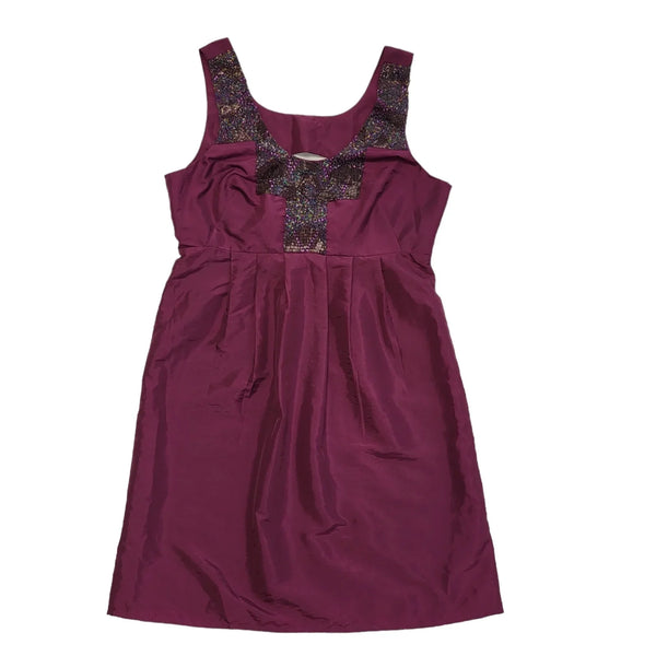 Peid A Terre Aubergine Sequin Wedding Formal Dress Uk Women's Size 14 Bnwt DD106