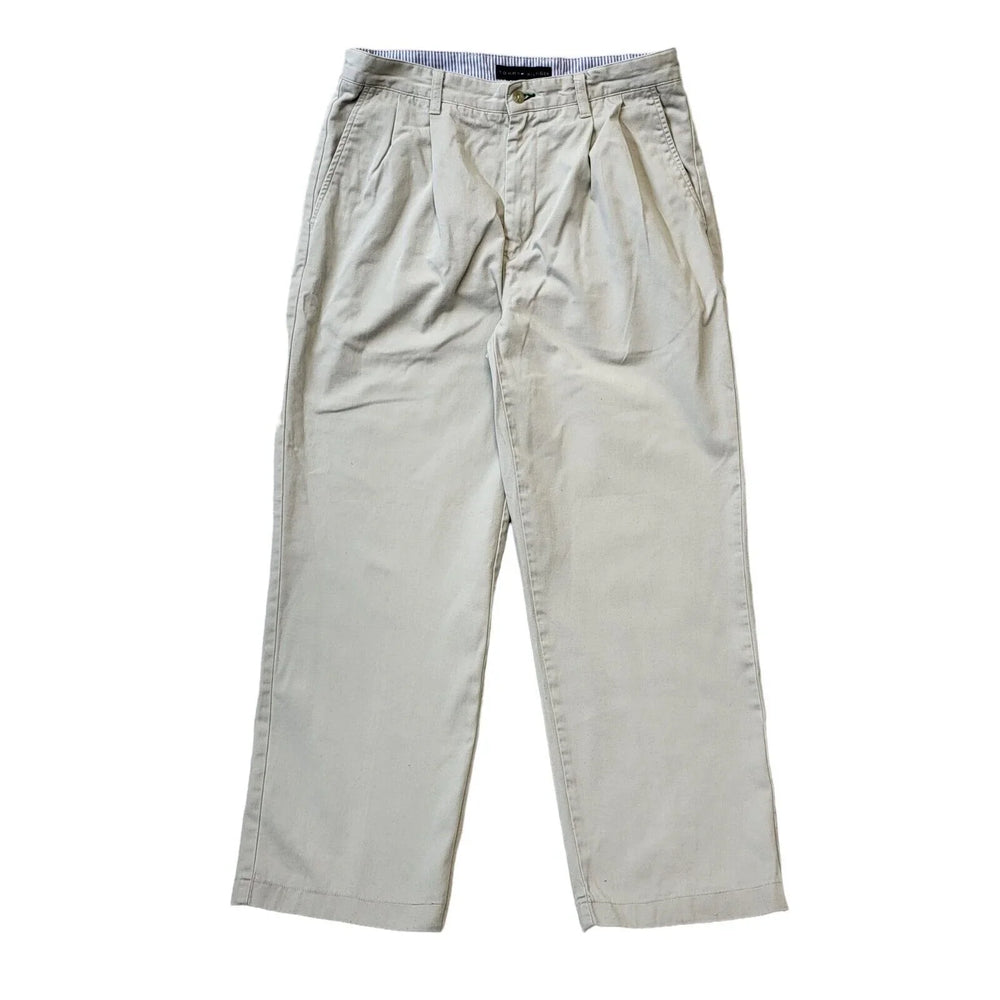 Tommy Hilfiger Beige Straight Leg Formal Chino Trousers Uk Men's L W34 L30 G537