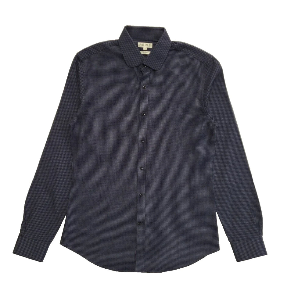 Reiss Navy Blue Check Slim Fit Shirt UK Men's Medium BB757