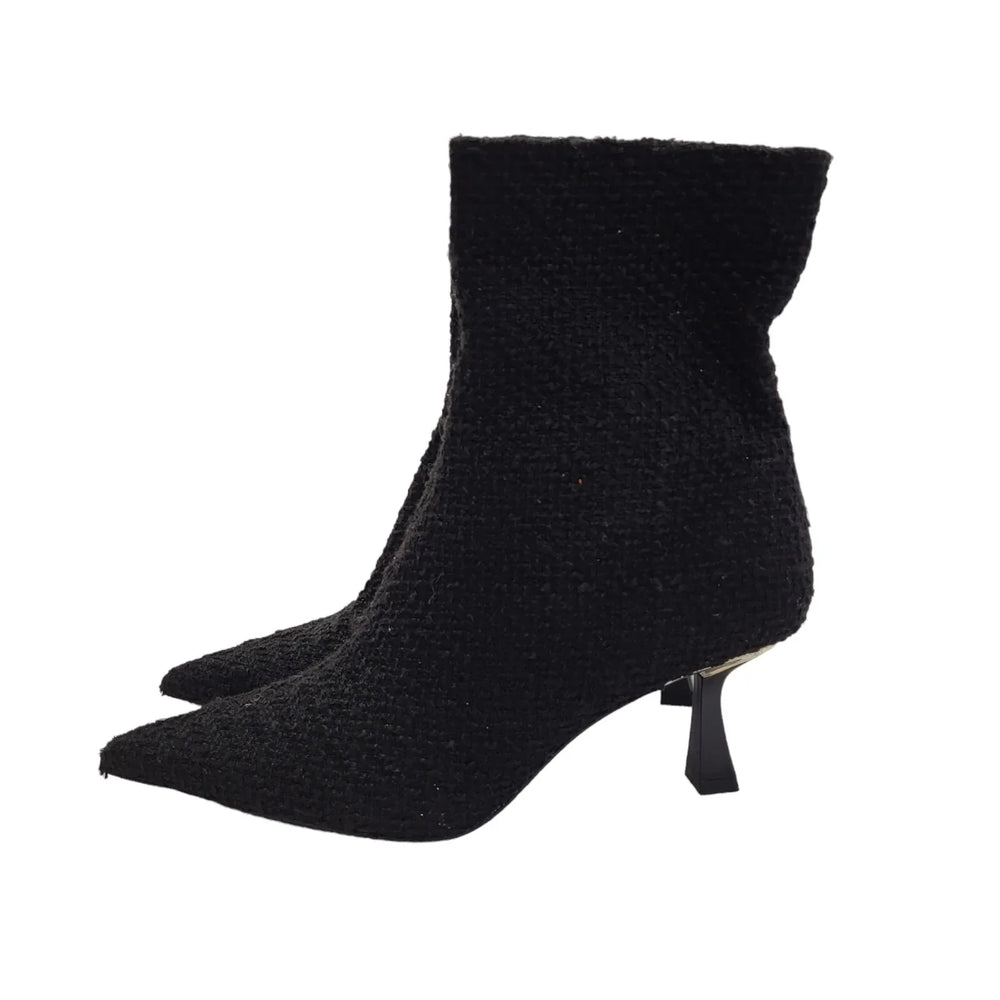 Zara Black Zip-Up Heels Ankle Boots Uk Women's Size 8 Bnwob