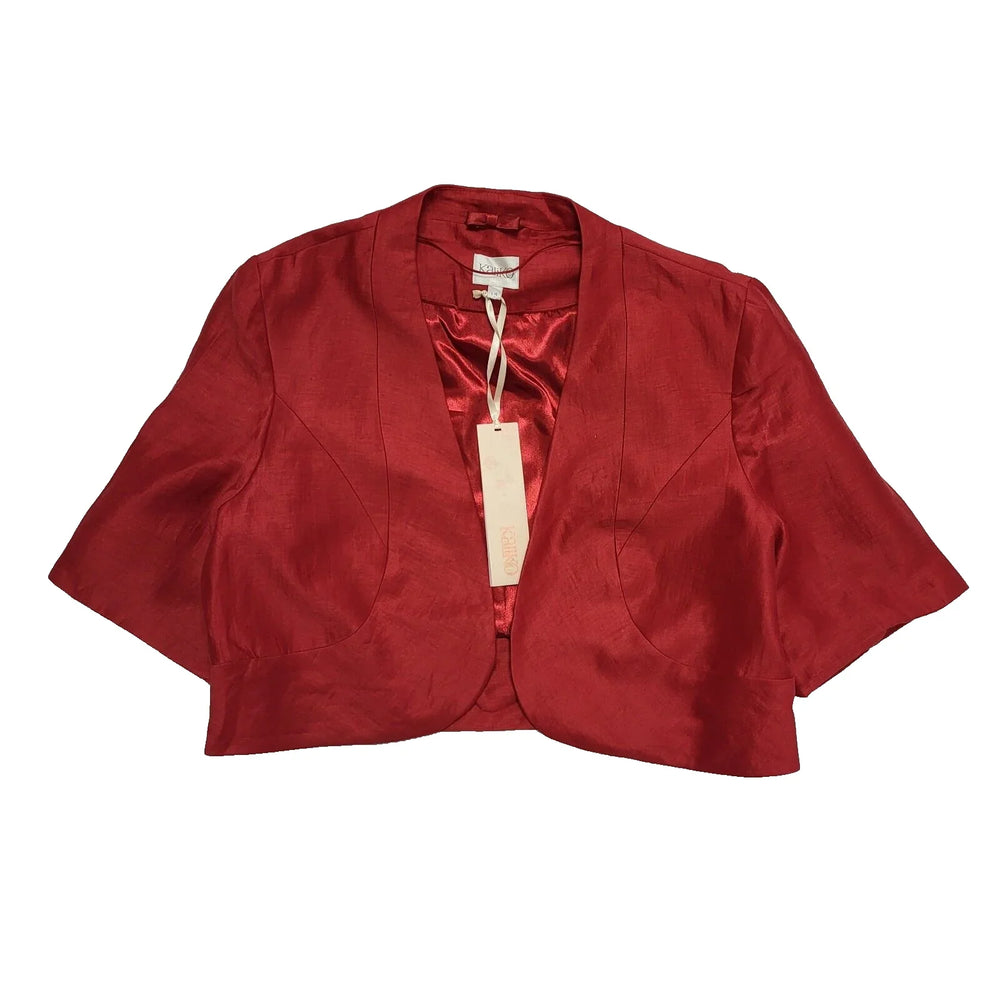 Kaliko Bright Red Open Front Dress Jacket Uk Women's Size 14 BNWT L79