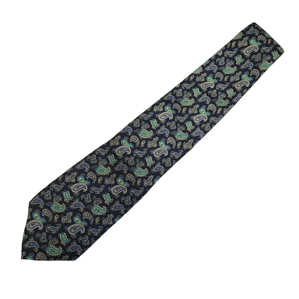 Christian Dior Vintage 80s Blue Paisley Silk Neck Tie Uk Men's Size 56"